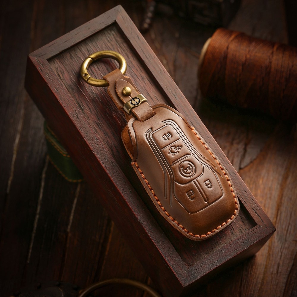 For Ford Mondeo Edge Taurus Key Case Cover Handmade Leather Protective Shell Bag