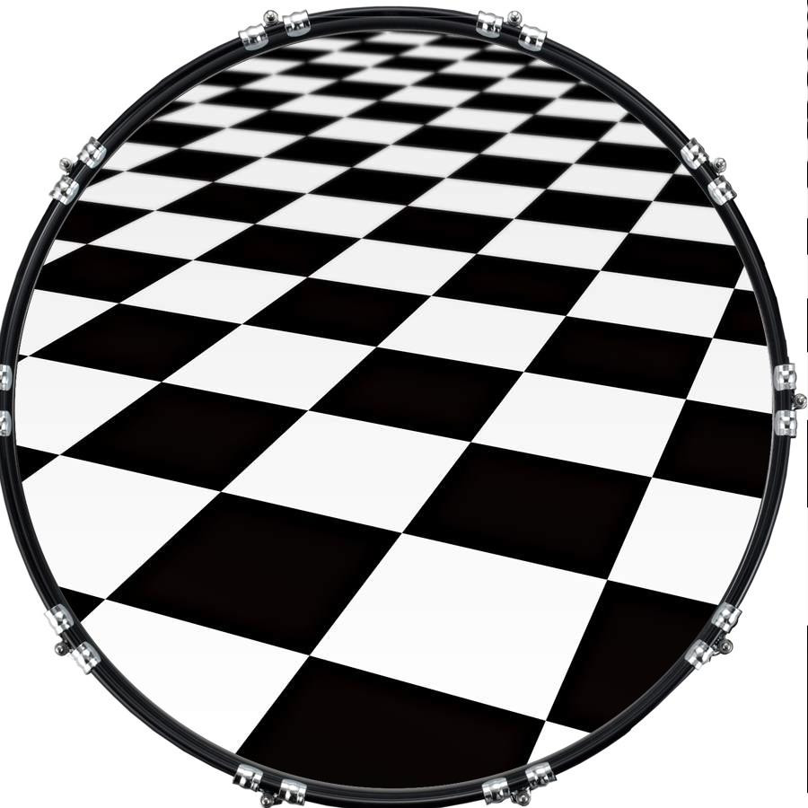 20" Custom Bass Kick Drum Front Head Skin Graphical Checker 1