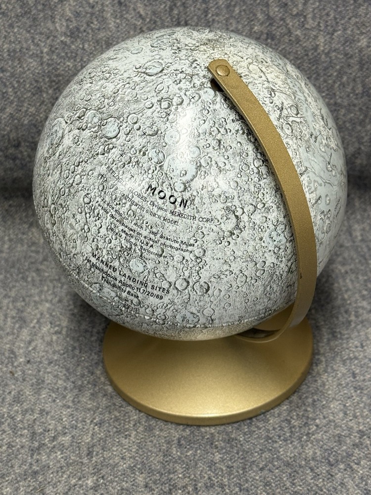 Replogle Globe The Moon Authentic 6” Model Vintage Includes Manned Landing Sites