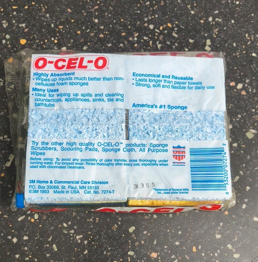 Vintage 1993 O-CEL-O 4 Pack Handy Sponge