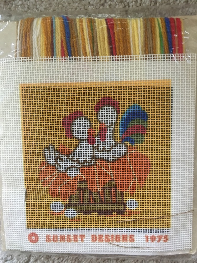Needle Pointers 1990 “Poultry Pair” Needlepoint Kit Sunset Designs #5420 NIP