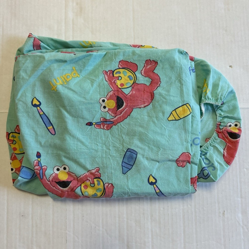 Vintage Elmo Crib Sheet Green
