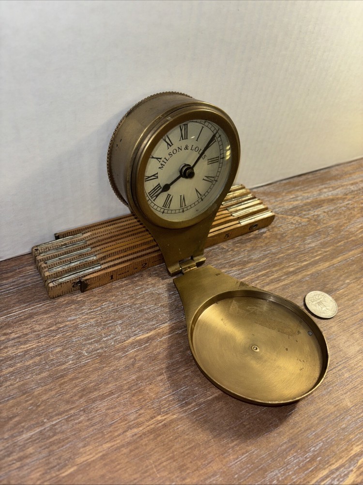 Brass Flip Open Milson & Louis Clock Nice Patina