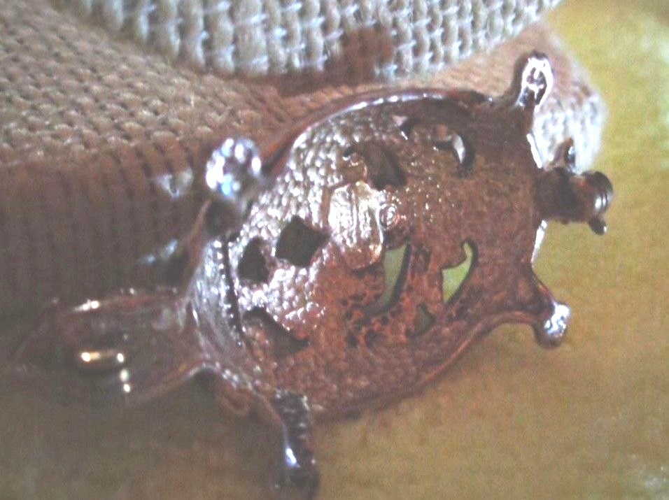 FANCY STERLING SILVER TURTLE BROOCH / PIN AND EARRING SET