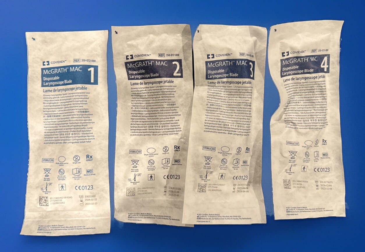 McGrath Laryngoscope Blades (4 Pack) # 1,2,3,4 (expires 2026)