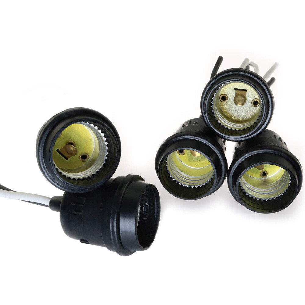 Waterproof Lamp Socket 6 Pack Black Pigtail Lamp Holder Socket E27 US