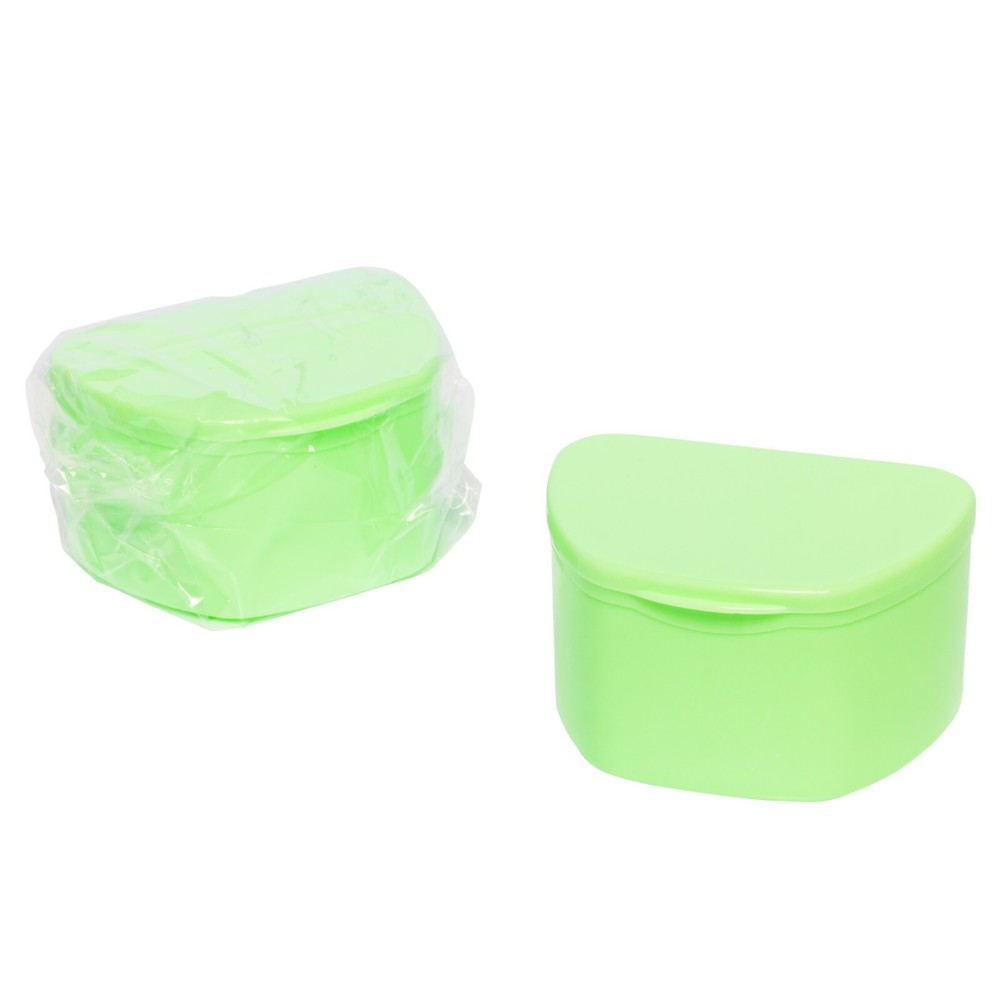 Green 40 Pack Bulk Denture Case Bath Holders for Retainers Teeth Guards (Sealed)