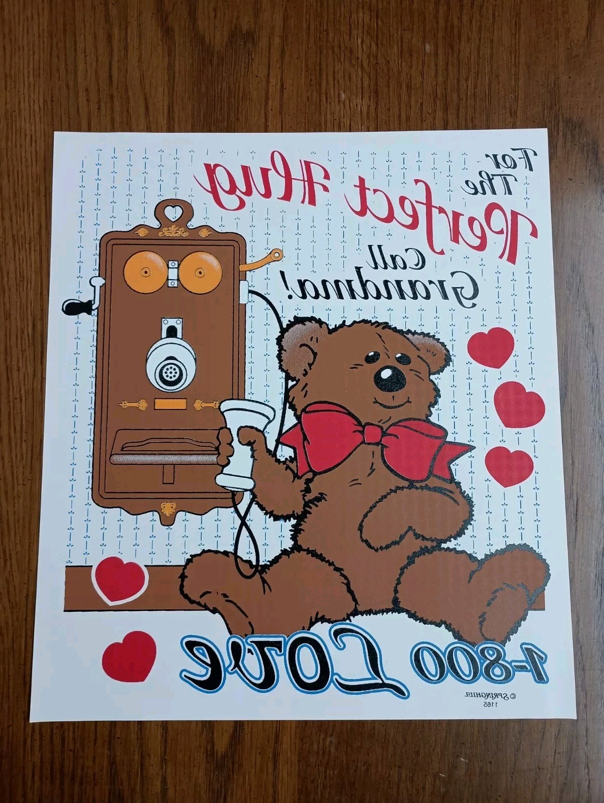 Authentic Vintage 90's Grandma's Perfect Hug Love Heat Transfer Iron On NOS