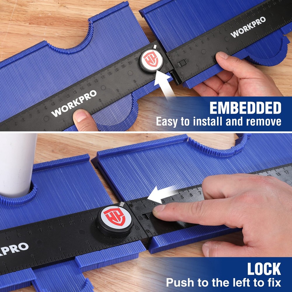 WORKPRO 10" Connectable Contour Gauge 2PC Duplicator w/Lock Outline Marking Tool