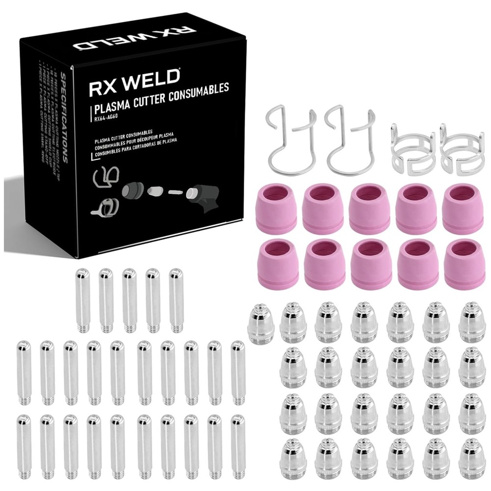 64PCS Precision Plasma Cutter Consumables for AG-60: For DIY & Small Projects