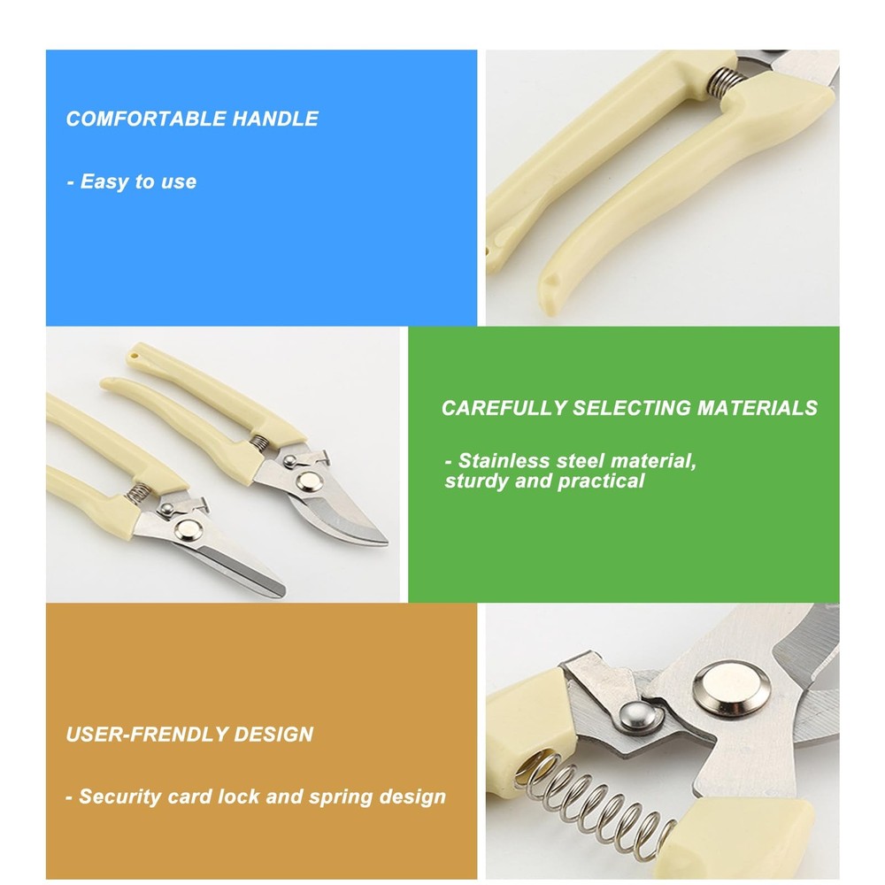 Yolmooat 2Pcs Professional Pruning Shears (Include 1 Bypass General, White