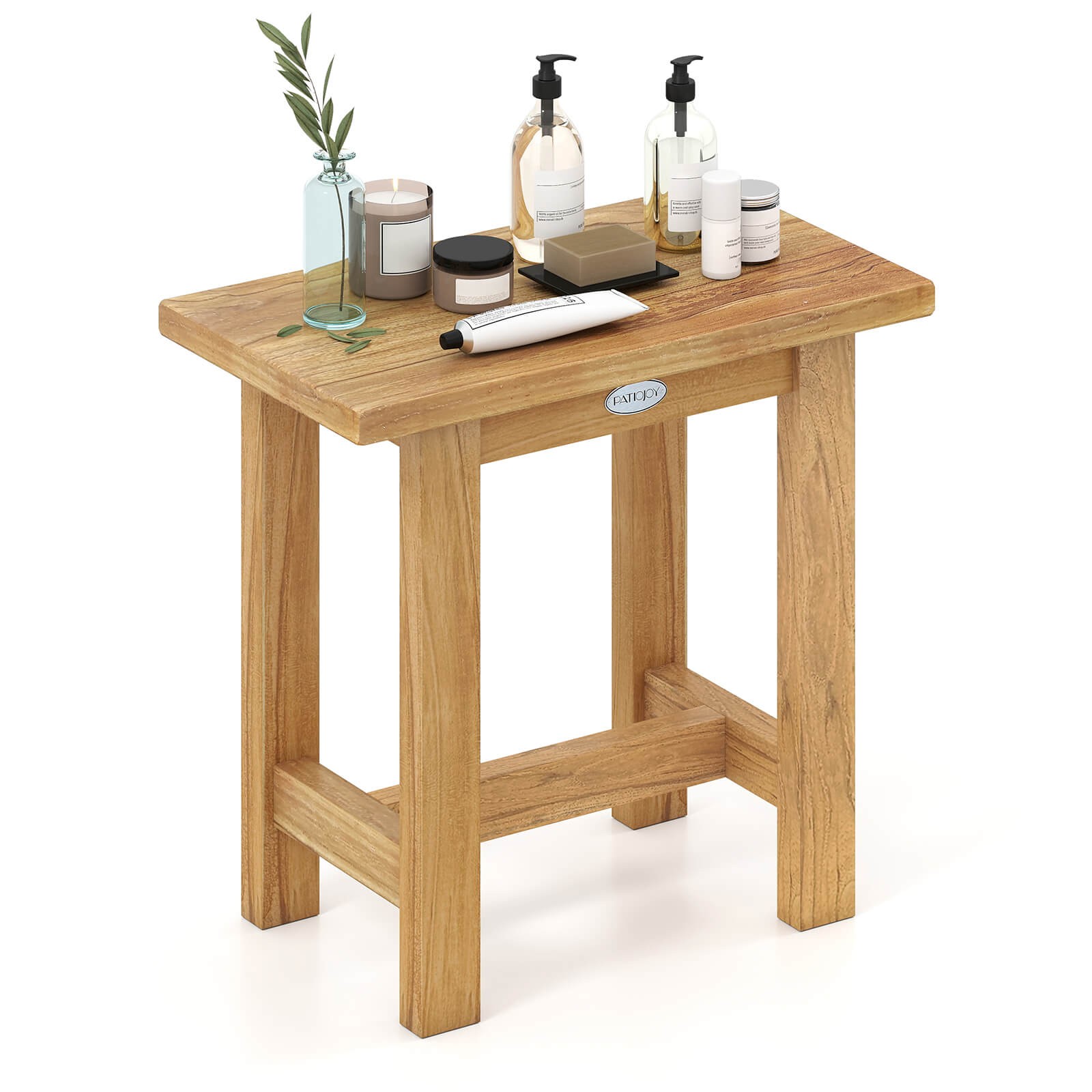 20” Teak Shower Bench Waterproof Shower Stool for Shaving Legs Indoor & Outdoor