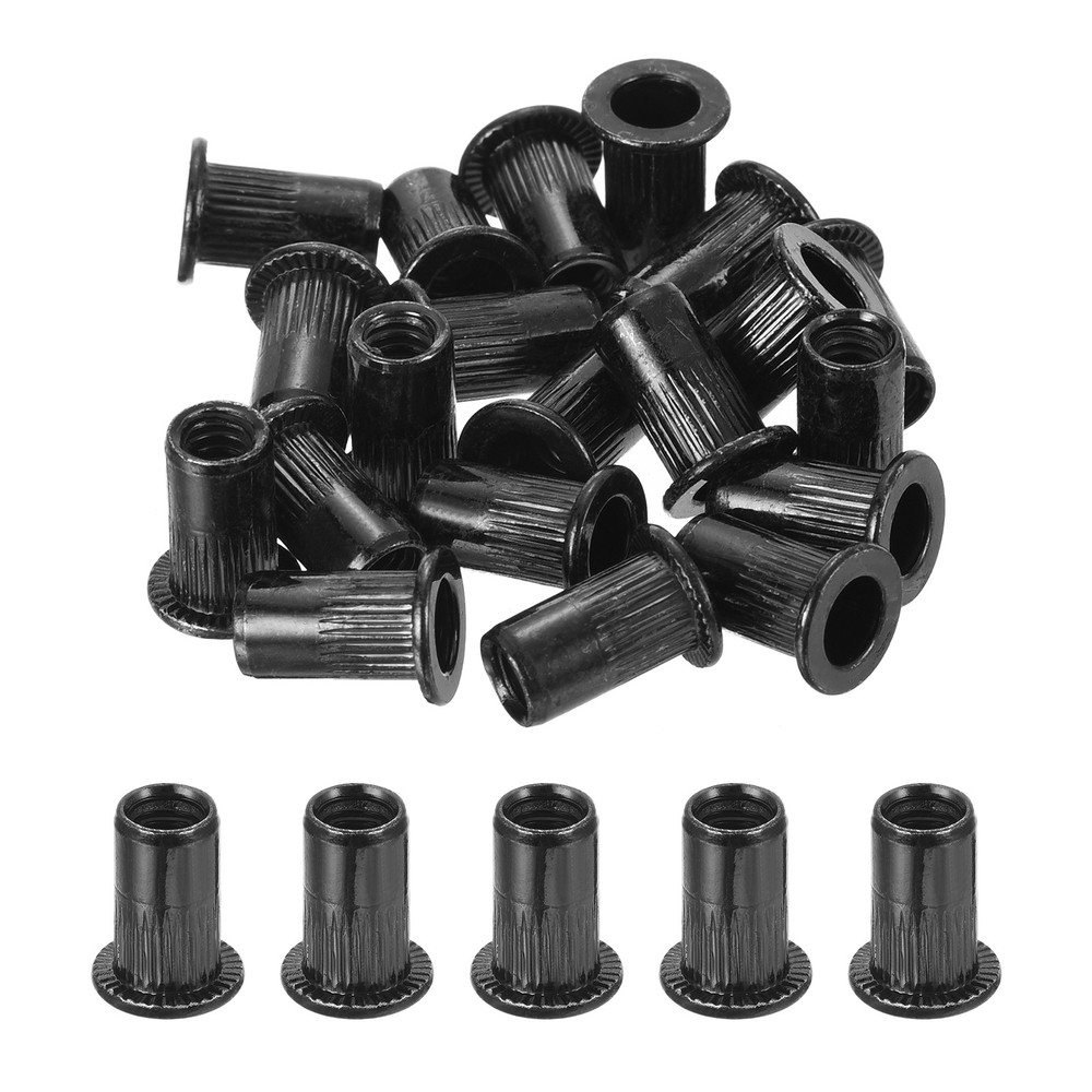 20Pcs Rivet Nuts Flat Head, #10-24 Carbon Steel Thread