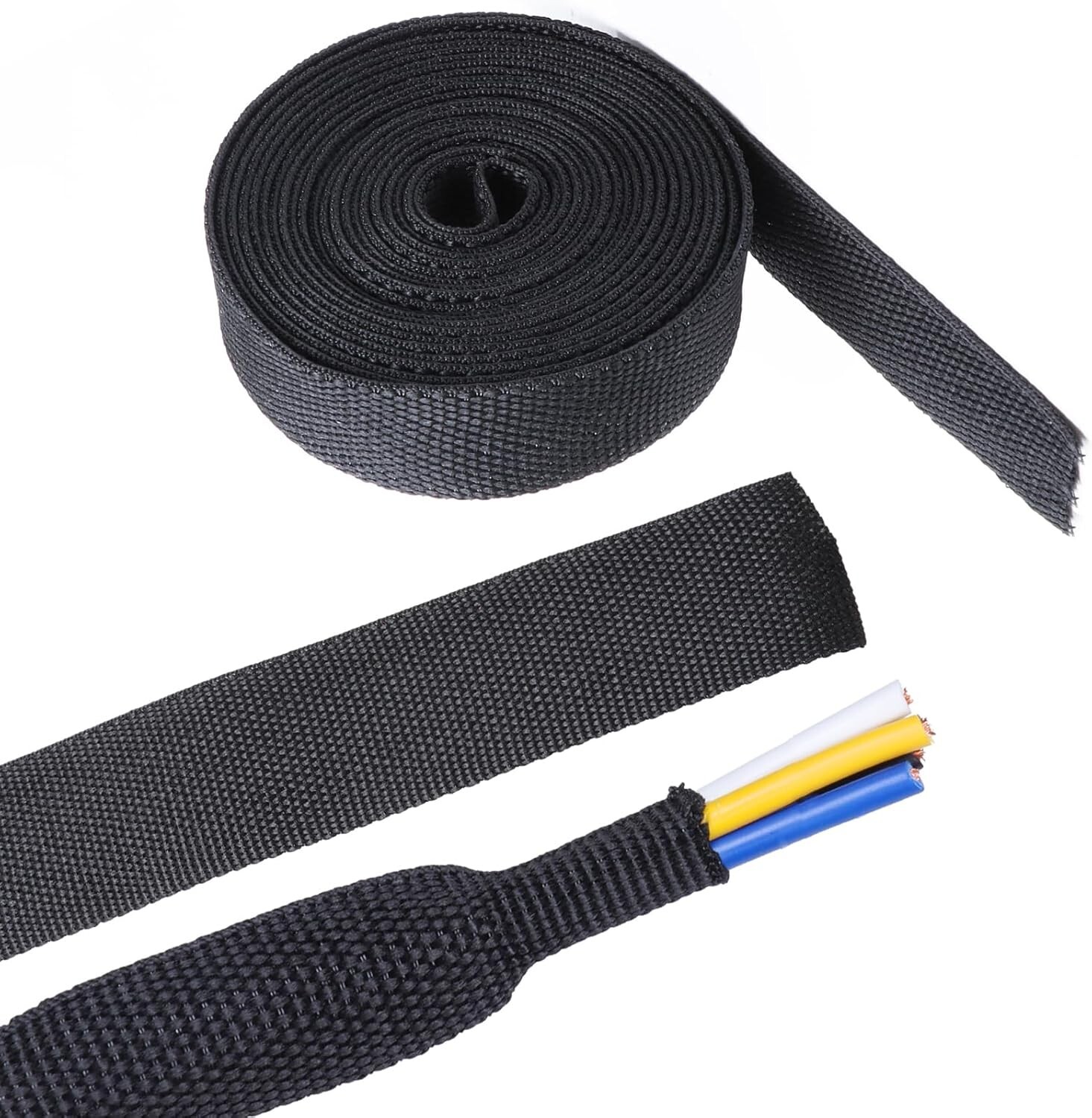 Black 2:1 Ratio Automotive Heat Shrink Braided Sleeving Tube Protect Cable/Wires
