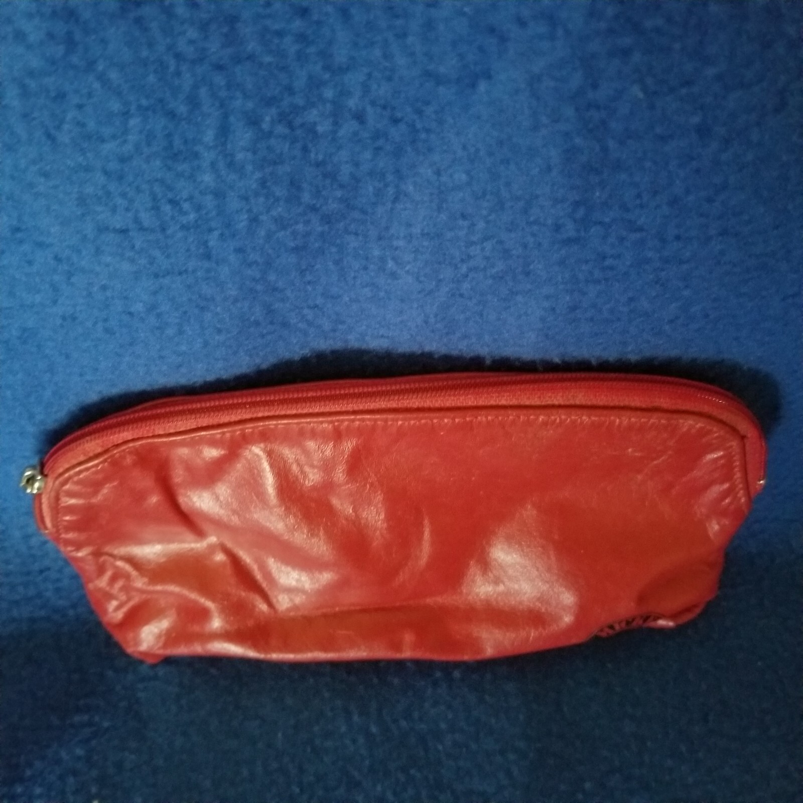 Disney Vintage Red Leather Mickey Mouse Small Zippered Cosmetic Bag Clutch