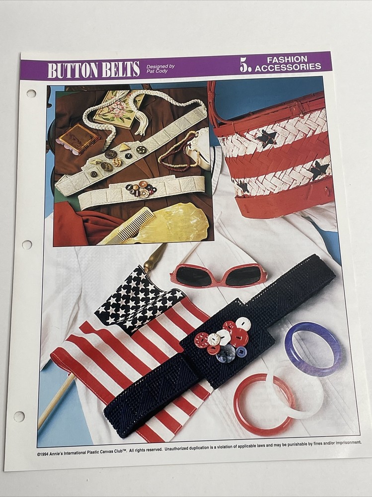 Annie's Attic Button Belts  Plastic Canvas Pattern