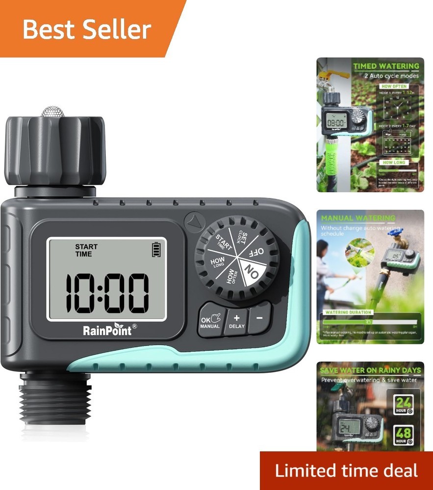 Compact 1-Outlet Sprinkler Timer: Easy Programming for Yard & Garden Maintenance