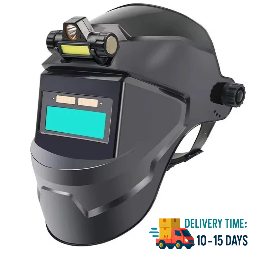 Solar Powered Auto Darkening Welding Helmet - Large View, True Color, High Temp