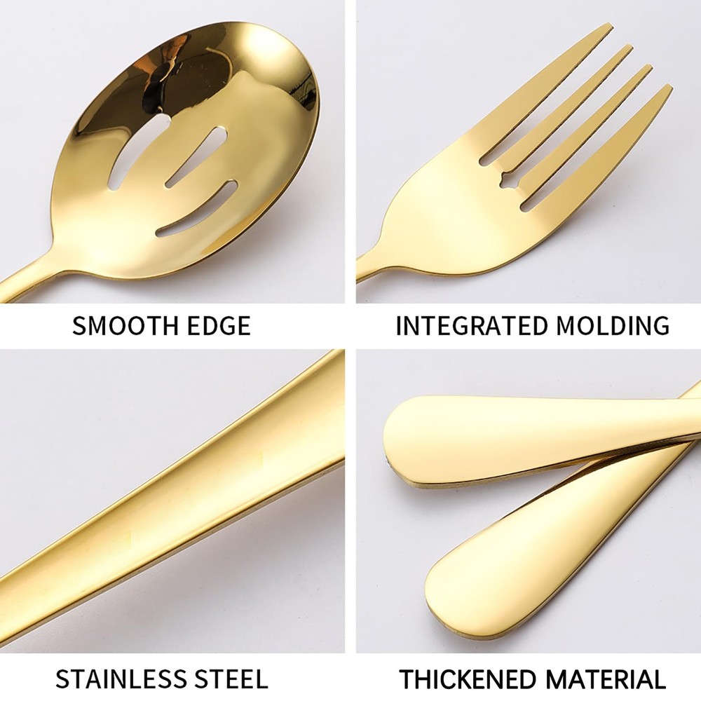 13 Piece Gold Large Serving Utensils, Stainless Steel Include Serving Spoons,...