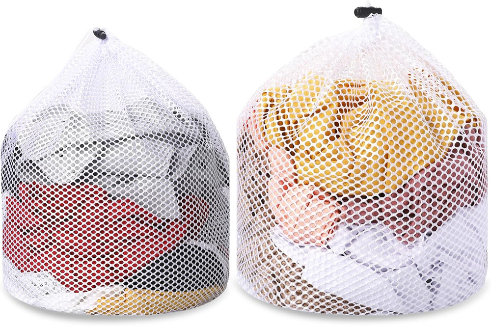 2Pcs Mesh Laundry Bags for Socks, Machine Washable Drawstring Design Mesh Laund