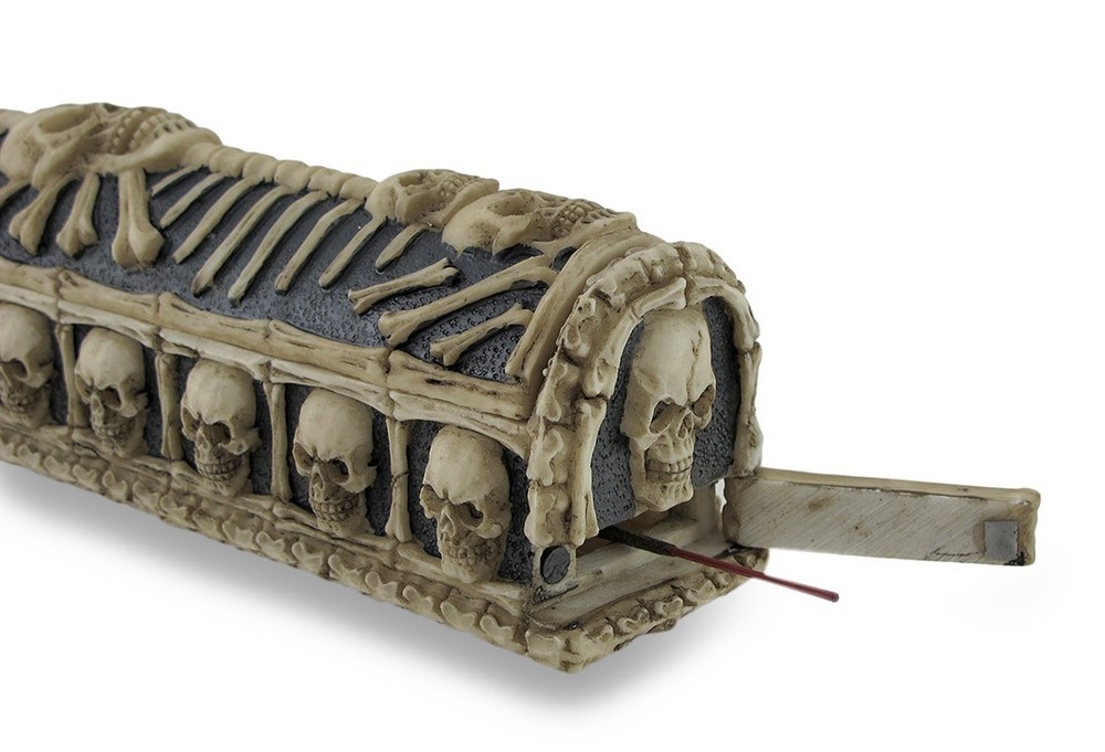 Scratch & Dent Skull and Bones Coffin Incense Burner Box with Storage