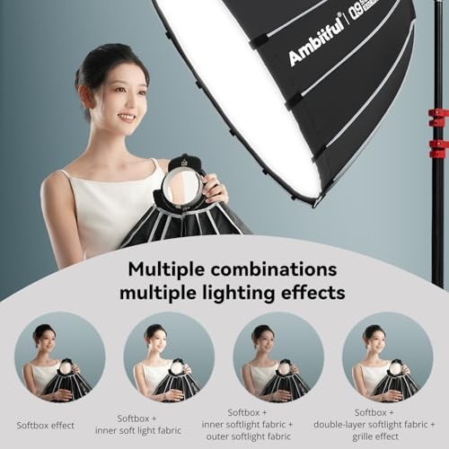 35.4" Quick Release Parabolic Softbox with 2 Diffusers & Honeycomb Grid, Carry B