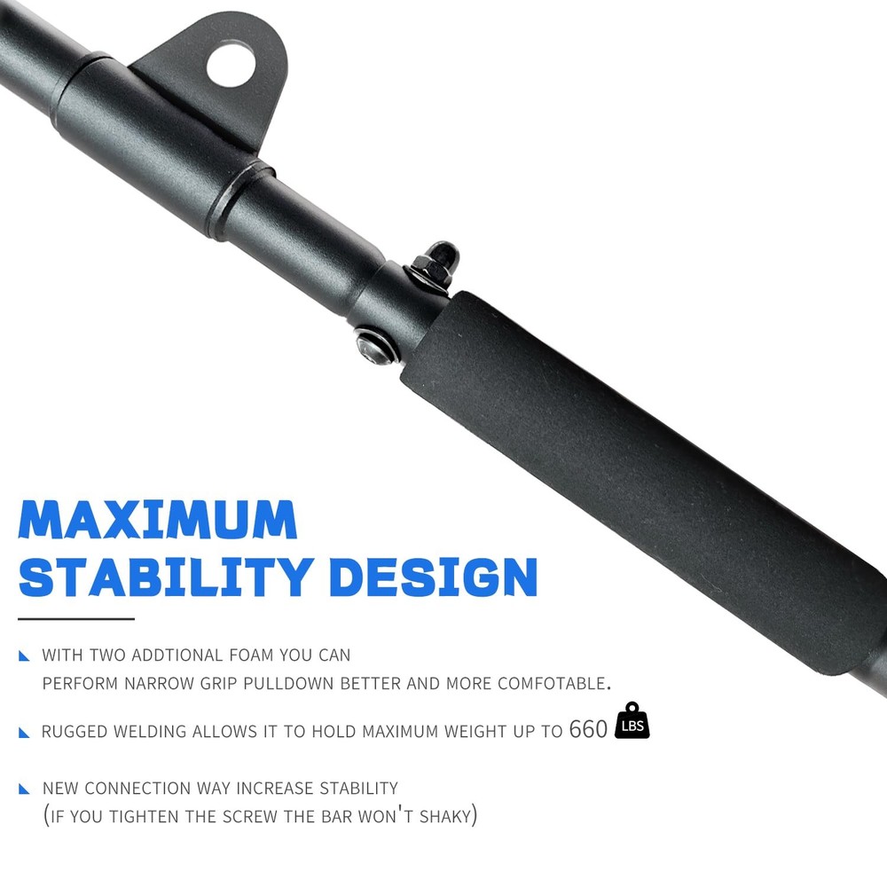 39.4" LAT Pulldown Bar with Swivel for Cable Machine Non-Slip Attachment