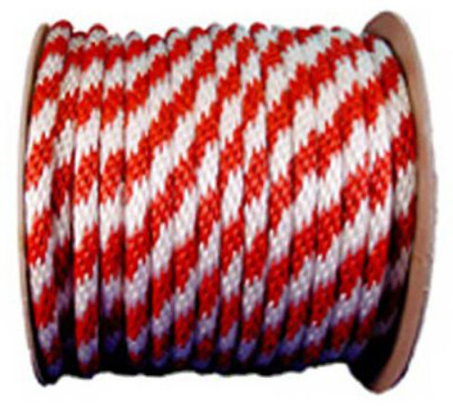 Mibro 644691TV 5/8" x 200' Red & White Solid Braid Rope