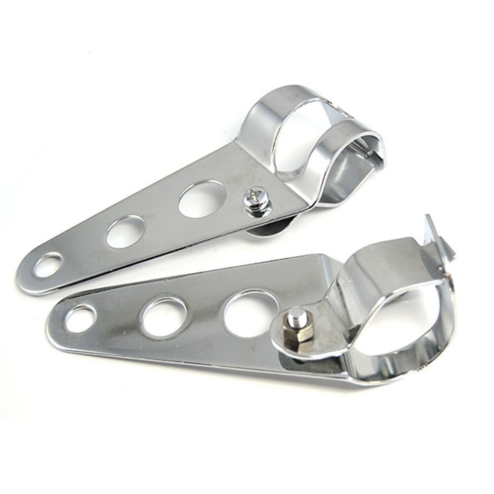 Chrome Universal Headlight Mount Bracket Fork Clamp Holder For Harley 28mm-34mm