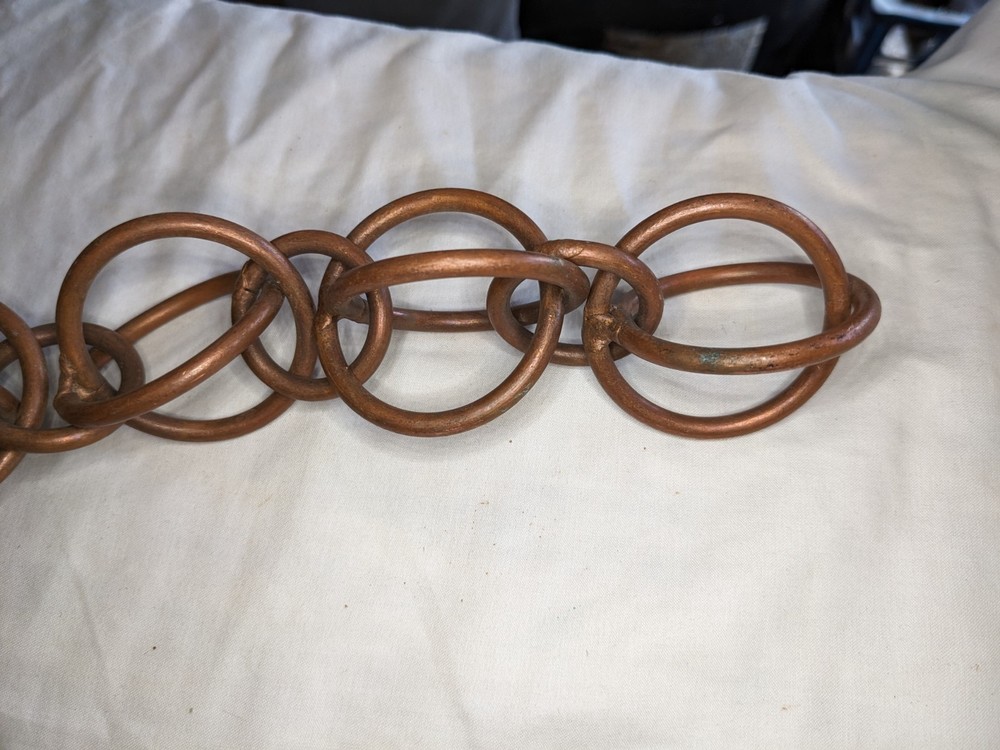NOS Solid Copper Rain Chain 9 Ft 108" 3D Sphere Globe Orb Link Shelf Patina