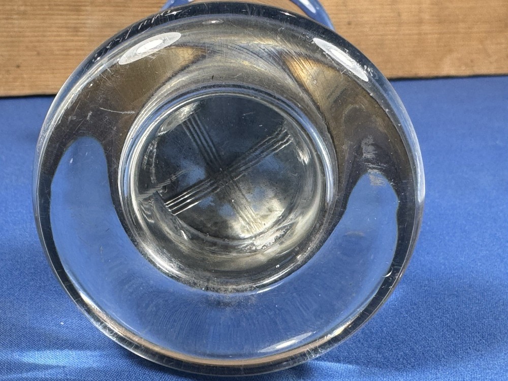 Pair C.1920 Glass Door Knobs ~ "X" Rosette, NO chips or cracks, Clean, Thin