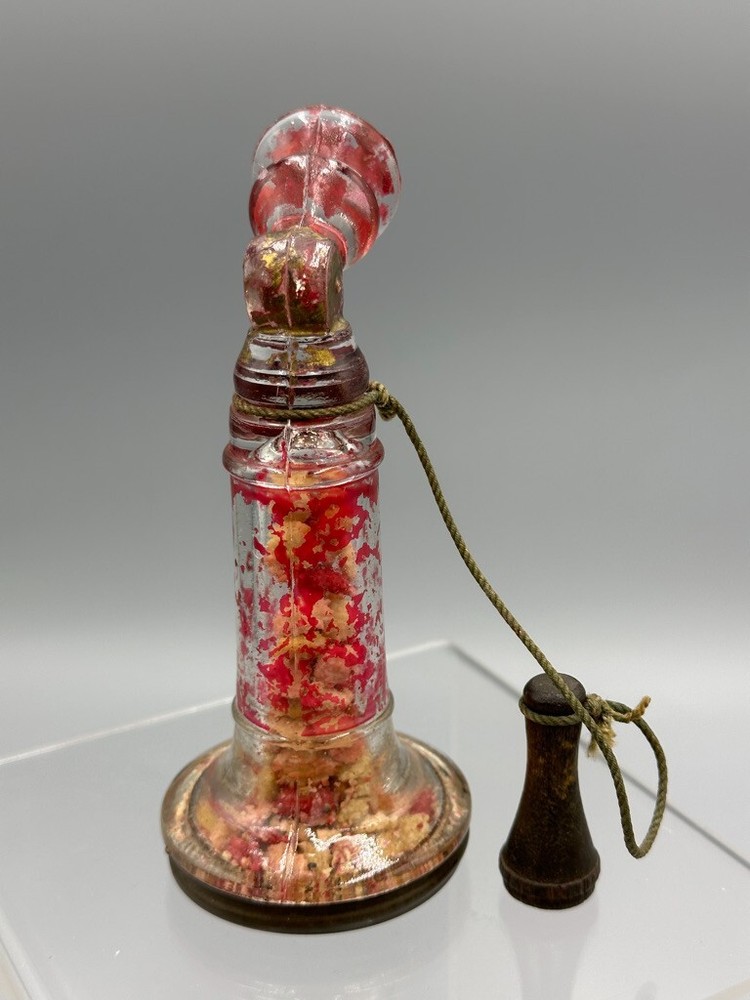Antique 1920s Candlestick TELEPHONE Glass CANDY CONTAINER A&E 738
