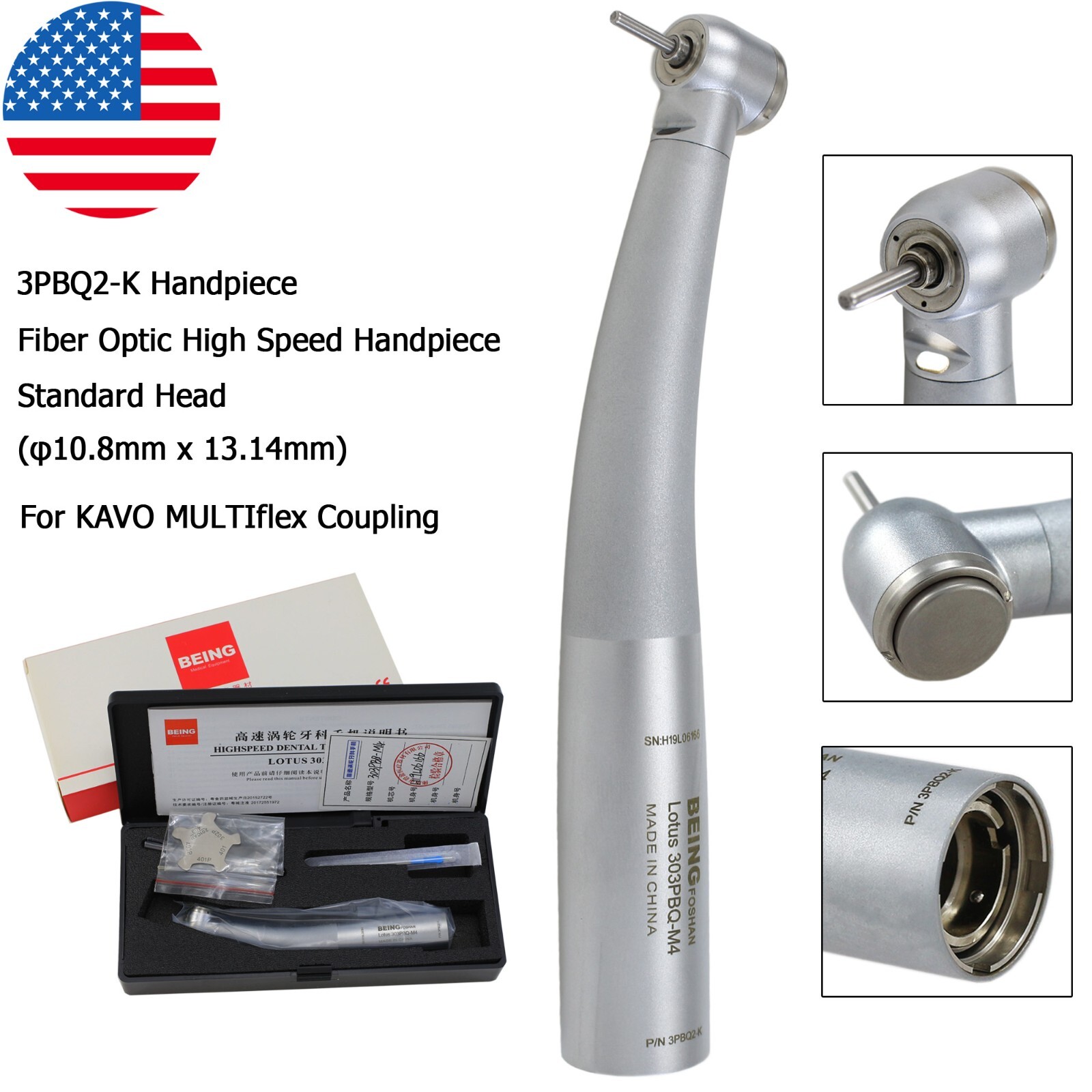 BEING Dental High Speed Fiber Optic LED Handpiece For KaVo MULTIflex NSK Coupler