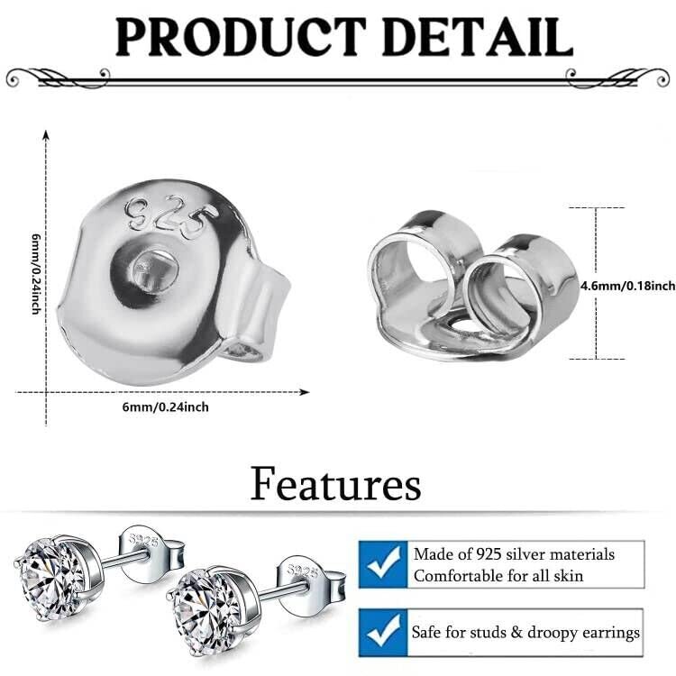 Earring Backs for Studs, 12 PCS 925 Sterling Silver Earring Backs Replacement...