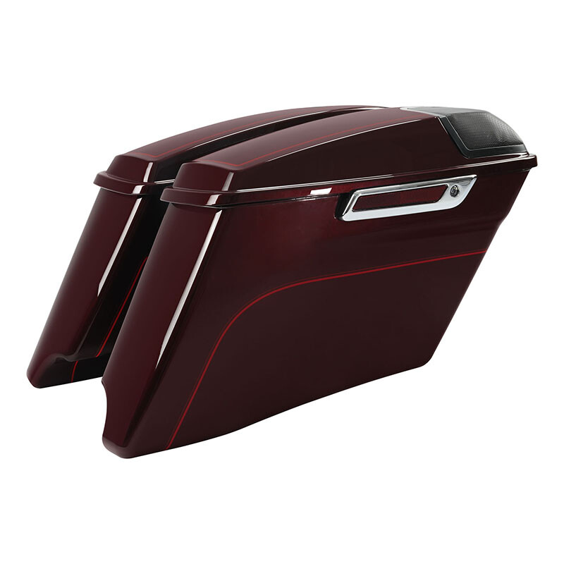 4" Stretched Hard Saddlebags For Harley Touring 2014-2024 Mysterious Red Sunglo