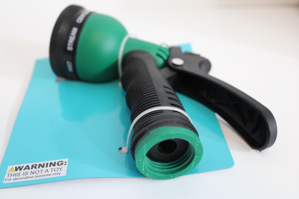 Water Hose Nozzle, 8 Function with Soft Grip Handle, Green