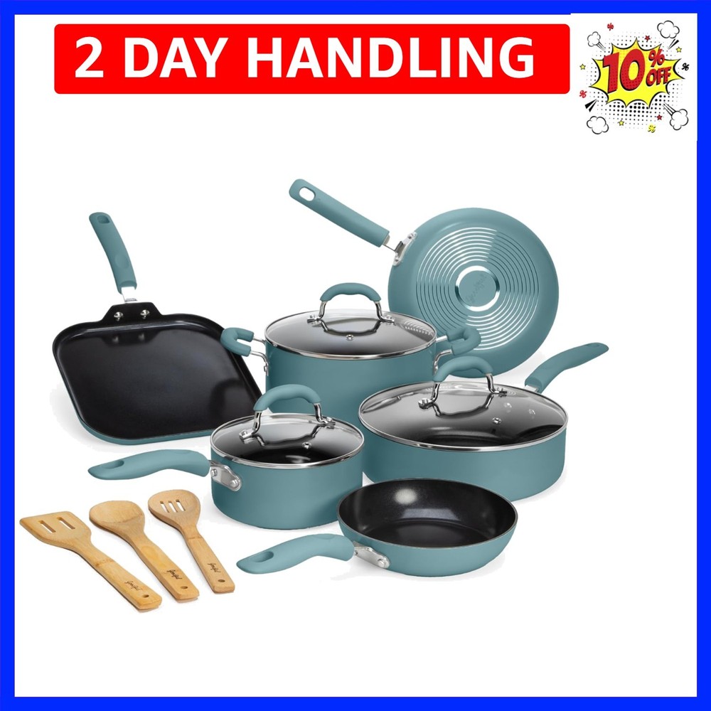 Ceramic Nonstick Pots and Pans Set,  Ceramic Coating Made without PFOA, PTFE ...