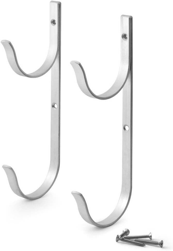 Aluminium Pool Pole & Garden Tool Hanger Set 2 Pack Wall Mount Rustproof Black