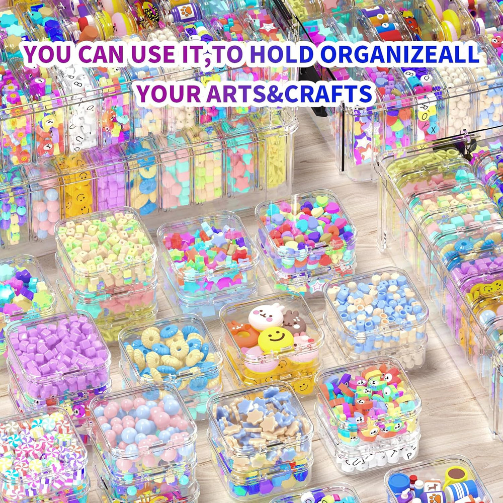 Bead Organizer Box 120 Pcs, 4-Tier Large Capacity Stackable Bead Storage Contain