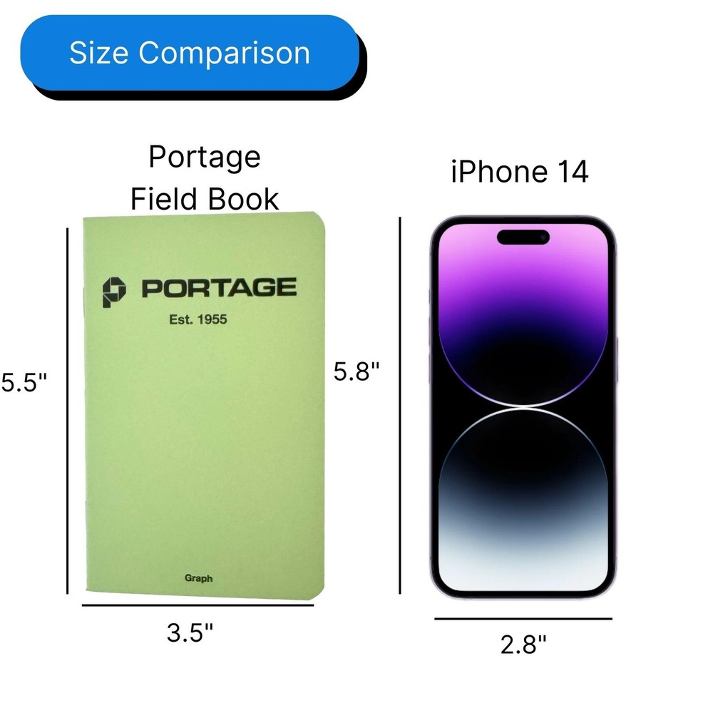 Portage Small Graph Notebook- Notepad for Field Notes, Green