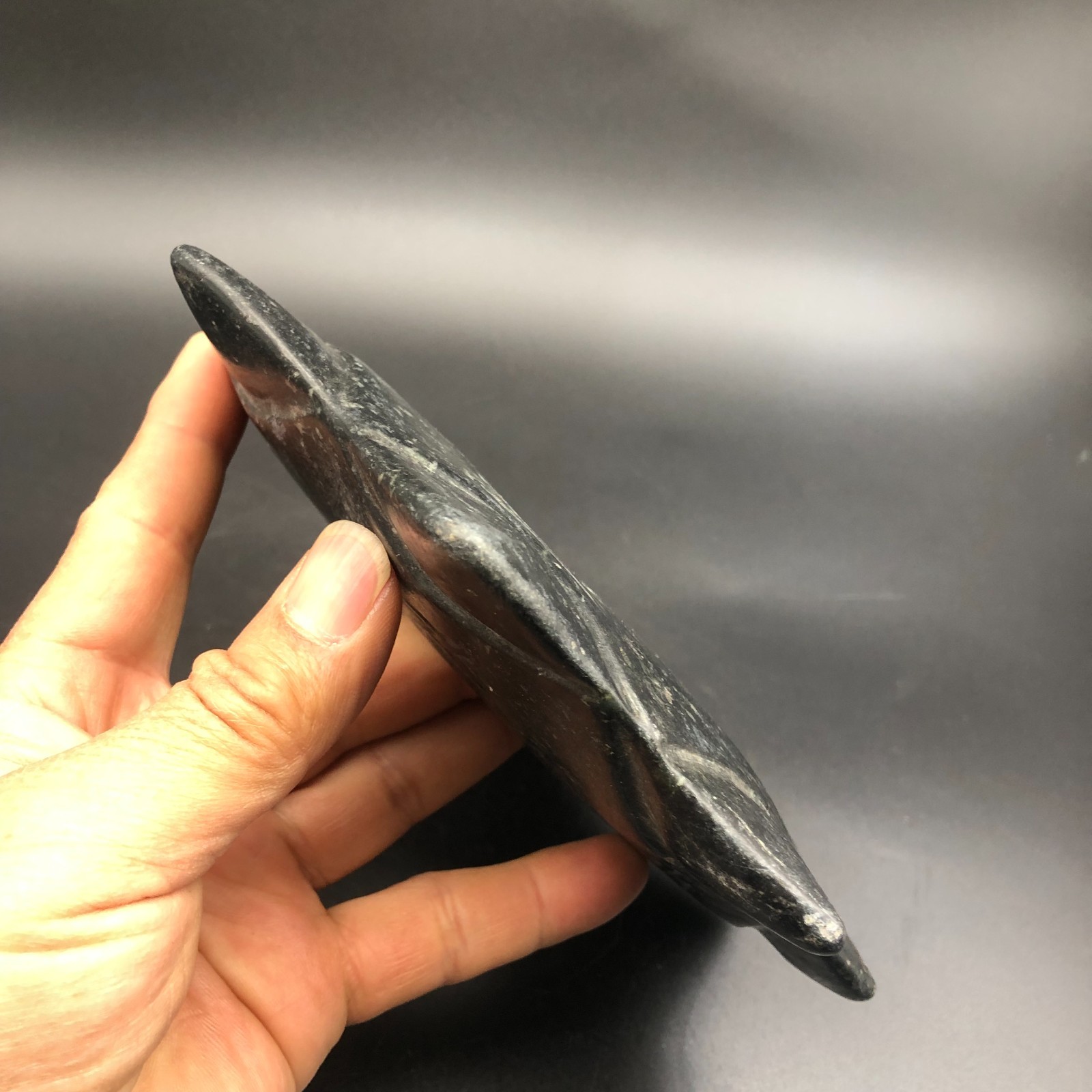 Old HongShan Culture Meteorite Jade Hand-Carved Fengshui Octagon Star Statue