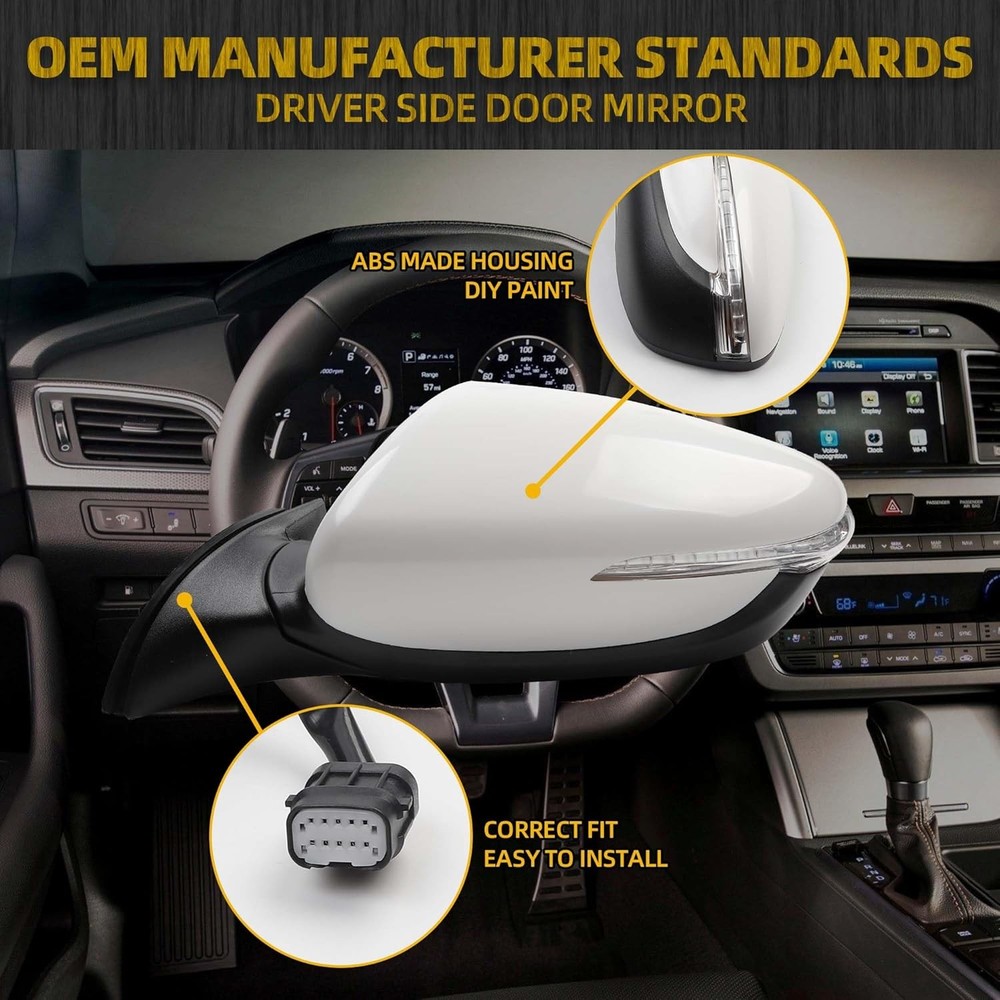 Dasbecan Left Driver Side Mirror Compatible With 2013 Left-6pin, DIY paint