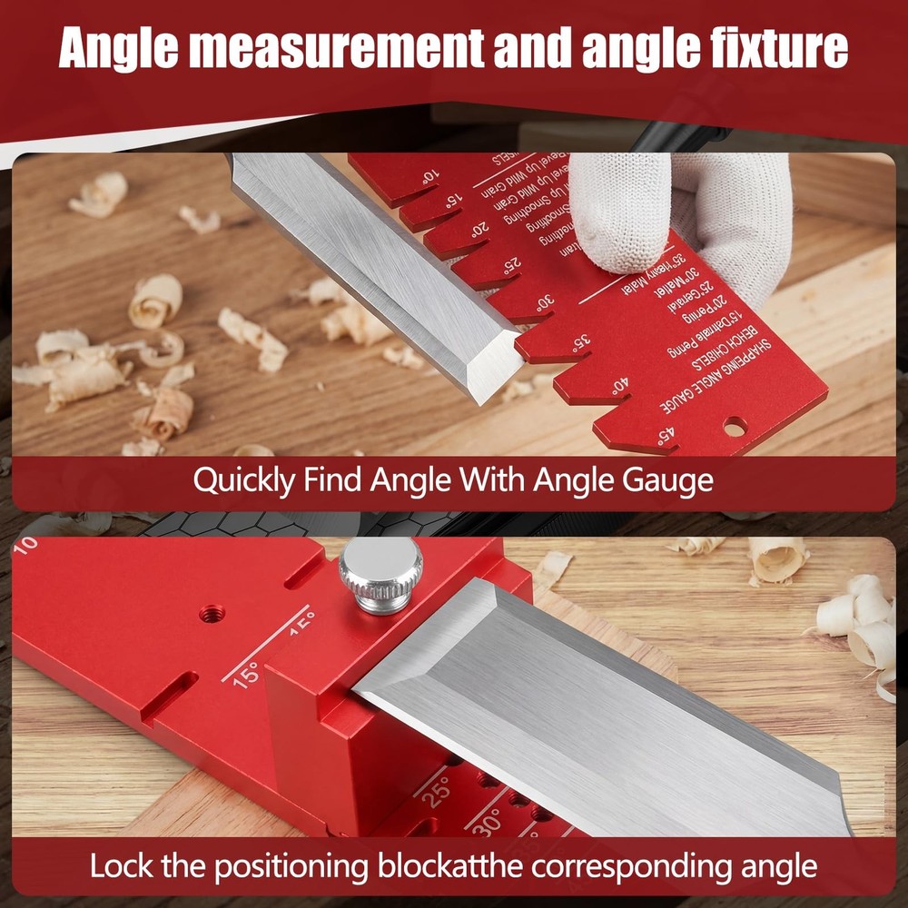 Precision Chisel Sharpening Jig & Guide, with Angle Fixture & Gauge (10°-45°)...