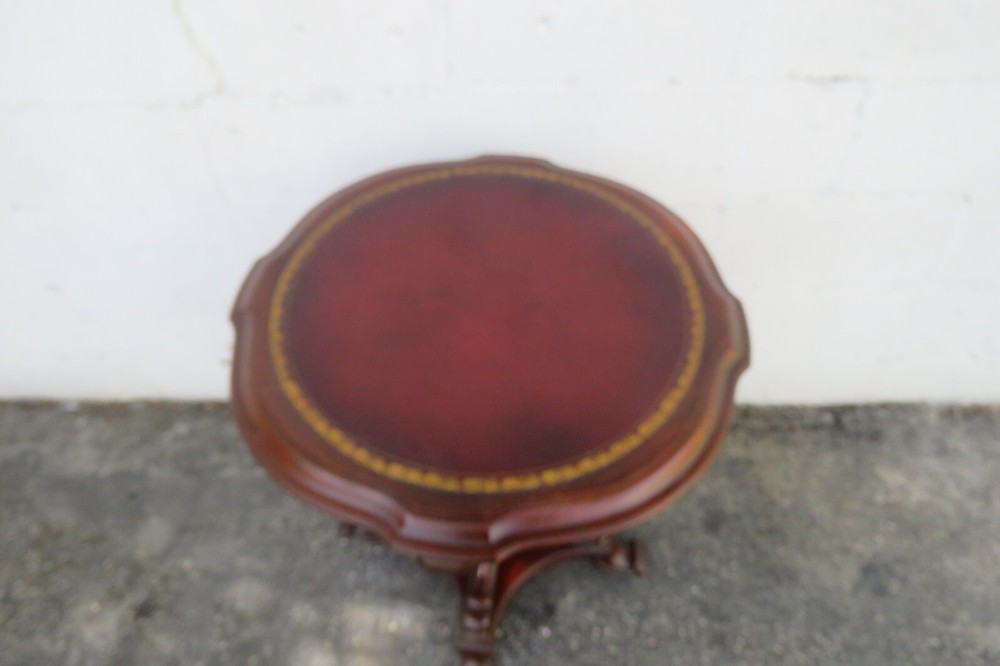 Mahogany Cherry Leather Top Side End Table 5956