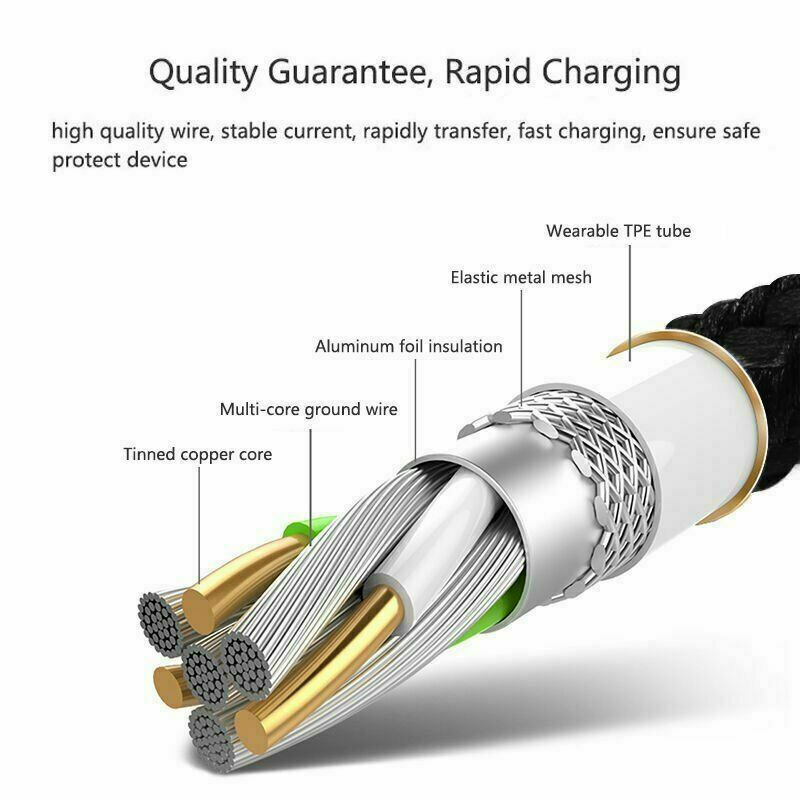 Heavy Duty Micro USB Fast Charger Data Cable Cord For Samsung Android HTC LG US