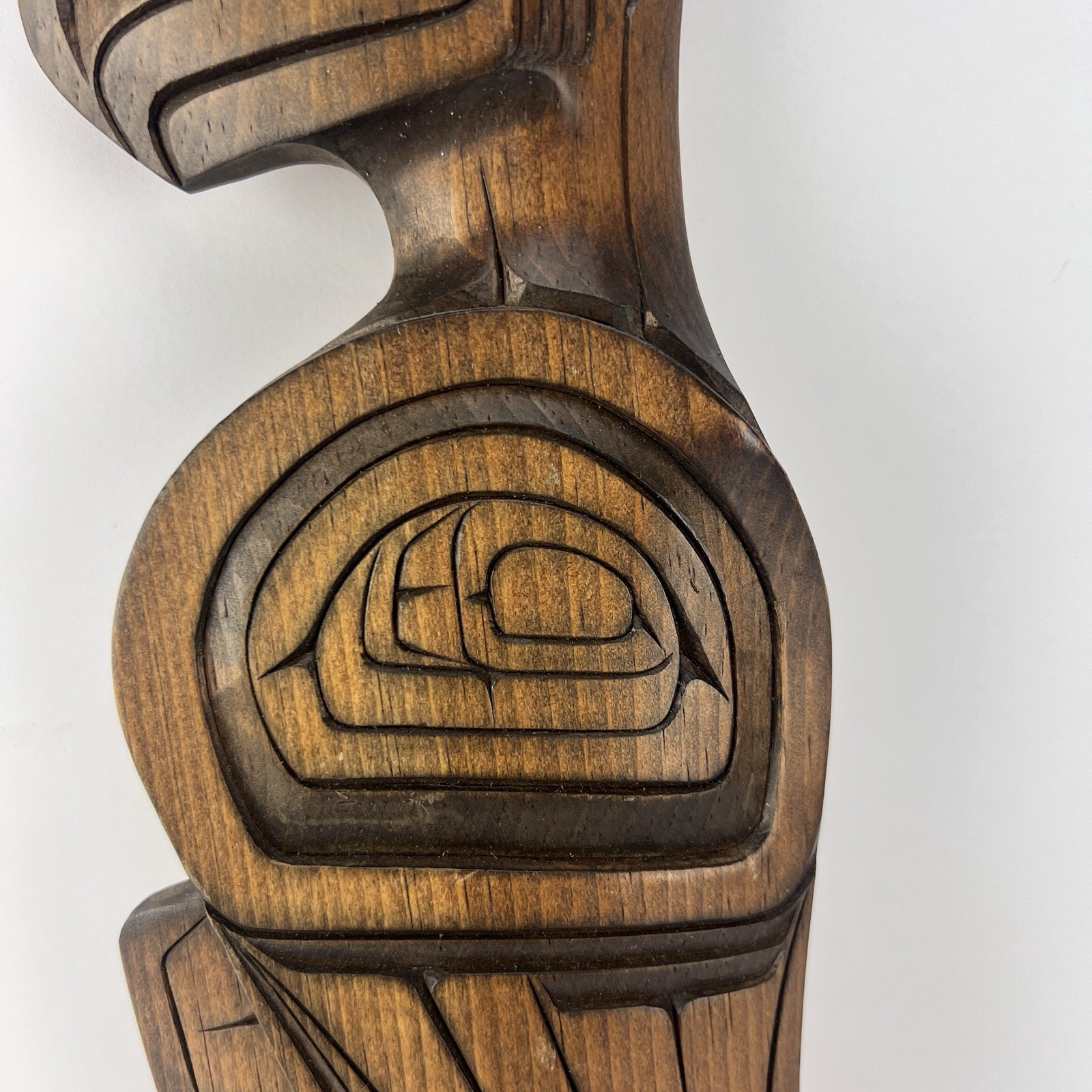 Vtg Joe Bob First Nations Wood Carving Eagle Wall Plaque z3q