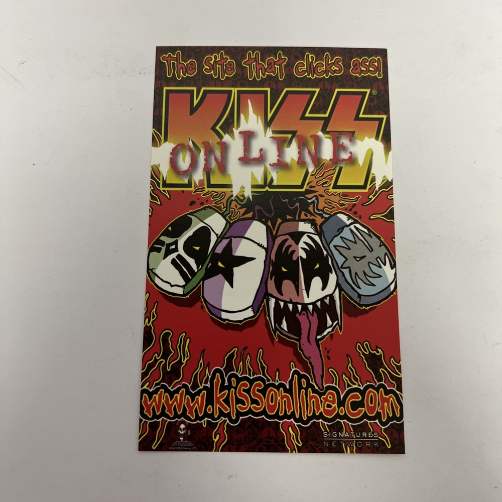 Kiss Rock Band Advertisement Online Flyer 3” X 5”- The Site That Kicks ASS 2000