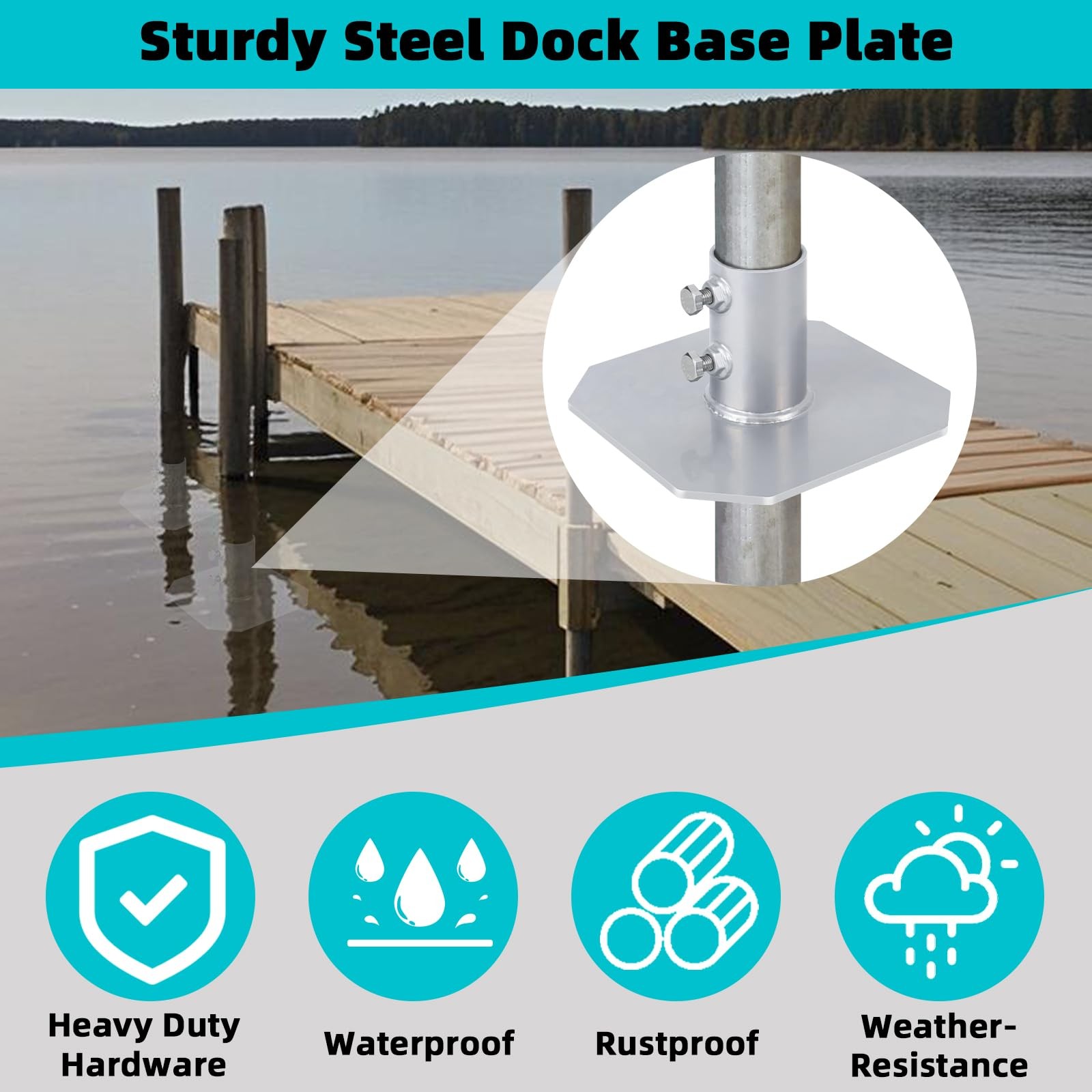 2 Pack Stationary Dock Bottom Pad,Stationary Base Plate,Floating Silver