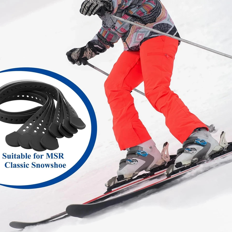 18" Classic Snowshoe Strap Kit Black Skiing Boot Wraps Ties Adjustable Snowshoes