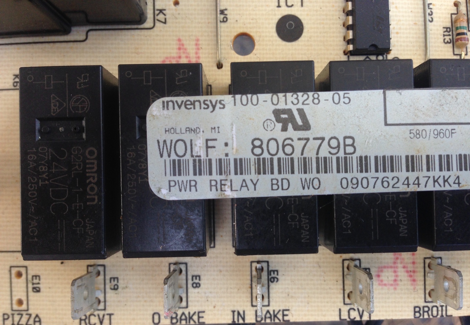 REPAIR ONLY- Wolfe 806779B, 805073, 80677913 Oven Relay Board